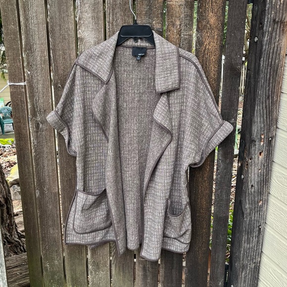 Greylin Anthropologie Wool Blend Brown Woven Short Sleeve Open Cardigan Sz S - Picture 7 of 14